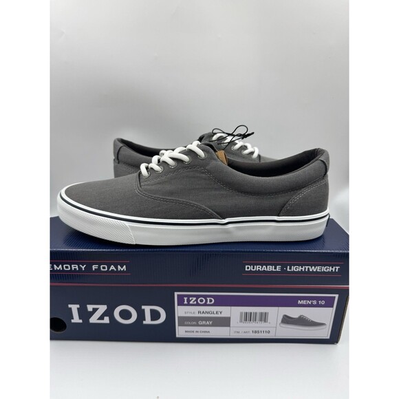 Izod Men's Rangley Canvas Memory Foam Gray Lace Up Sneaker Shoes Size 10 New - Picture 11 of 16